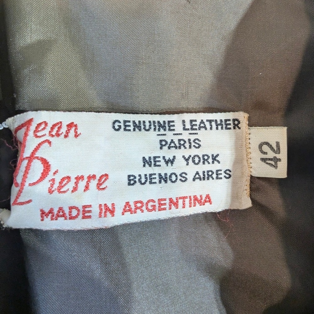 Vintage Jean Pierre Brown Leather Jacket Made in Argentina 42 Mens 80s Shacket - Picture 3 of 16